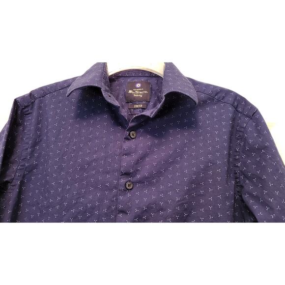 Mens Ben Sherman Tailored Dress Shirt 15-15 1/2 32 33 Slim Blue Button Up Cotton - Picture 6 of 11